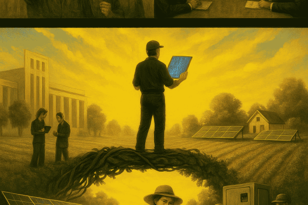 Image shows contrast between legacy protest with signs vs collaborative opportunities for direct action