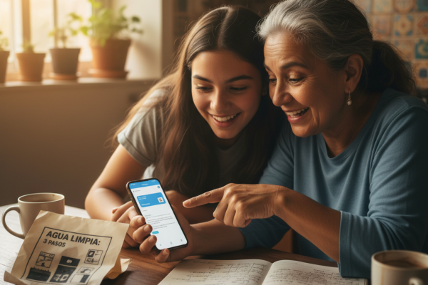 mom with app showing kid