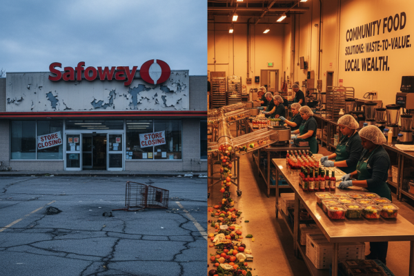 contrast supermarket failure with vibrant local community food access